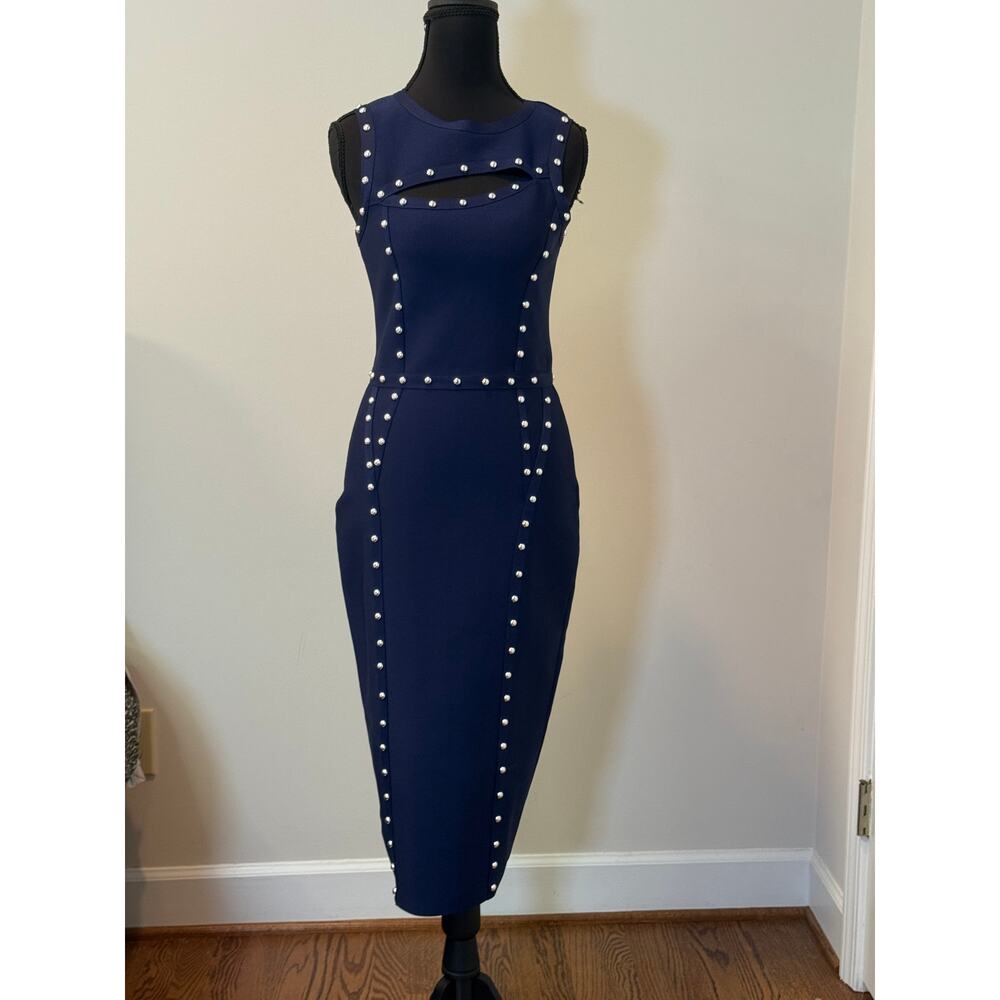 Lascana Sleeveless Navy Bodycon qith Silver Stud embellishments